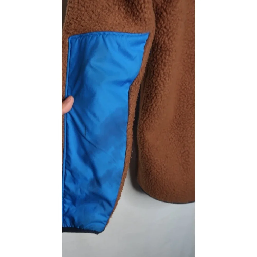 North Face Kids Boys XL Mixed Media Sherpa‎ Fleece Zip Hoodie Jacket Brown